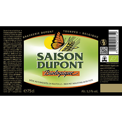 5410702000812 Saison Dupont Bio<sup>1</sup> - 75cl Bière biologique refermentée en bouteille (contrôle BE-BIO-01) Sticker Front